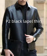 Leather Jacket For Middle-aged Men Leather Clothing With Stand Collar Men Fleece-lined
