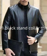 Leather Jacket For Middle-aged Men Leather Clothing With Stand Collar Men Fleece-lined