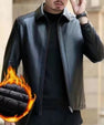 Leather Jacket For Middle-aged Men Leather Clothing With Stand Collar Men Fleece-lined