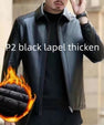 Leather Jacket For Middle-aged Men Leather Clothing With Stand Collar Men Fleece-lined