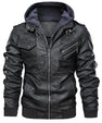 Men's Leather Jackets, Faux Leather Jacket For Men Lapel Zip-Up Slim Fit Coat