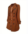 European And American Elegant Women's Solid Color Double Breasted Woolen Coat