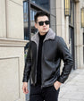 White Mink Velvet Fleece-lined Thick Loose Casual Leather Jacket For Men